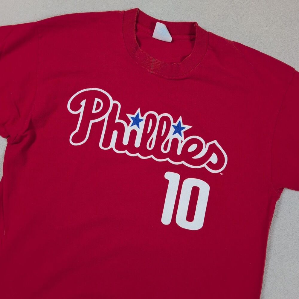 Vintage Majestic Philadelphia Phillies Darren Daulton #10 Tee Shirt Size L MLB